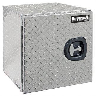 24x24x30 Inch Diamond Tread Aluminum Underbody Truck Box - Single Barn Door, Compression Latch