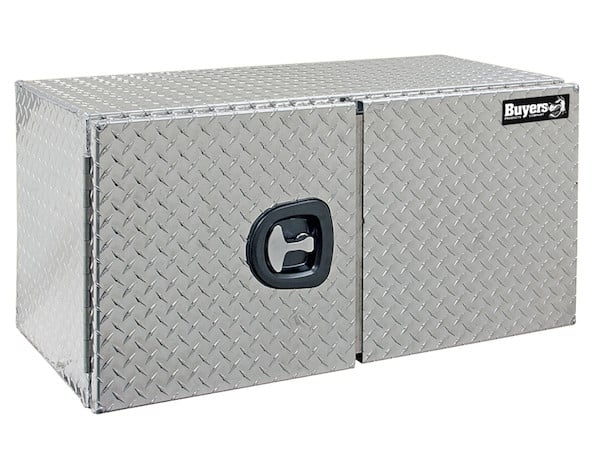 18x18x36 Inch Diamond Tread Aluminum Underbody Truck Box - Double Barn Door, 3-Point Compression Latch