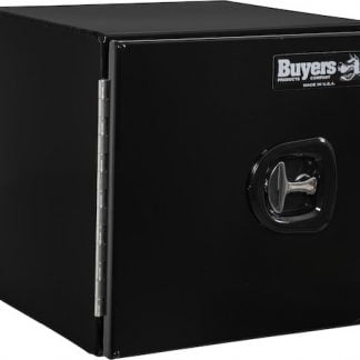 24x24x72 Inch Black Smooth Aluminum Underbody Truck Tool Box - Double Barn Door, 3-Point Compression Latch