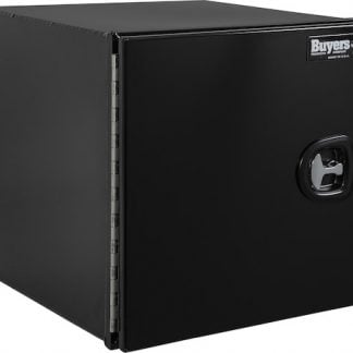 24x24x24 Inch Pro Series Black Smooth Aluminum Underbody Truck Box with Barn Door - Single Barn Door, Compression Latch