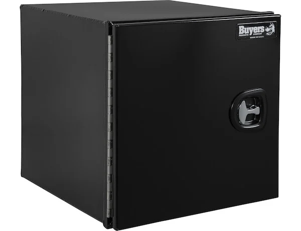 24x24x24 Inch Pro Series Black Smooth Aluminum Underbody Truck Box with Barn Door - Single Barn Door, Compression Latch