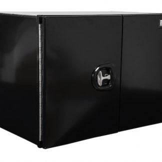 24x24x72 Inch Pro Series Black Smooth Aluminum Underbody Truck Box with Barn Door - Double Barn Door, 3-point Compression Latch