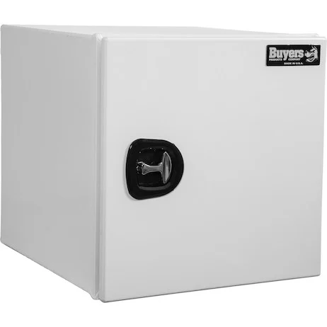 24x24x24 Inch Pro Series White Smooth Aluminum Underbody Truck Box- Single Barn Door, Compression Latch