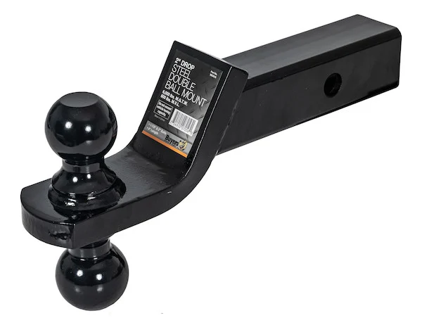 Towing Ball Mount With Dual Black Balls - 1-7/8 Inch And 2 Inch Balls