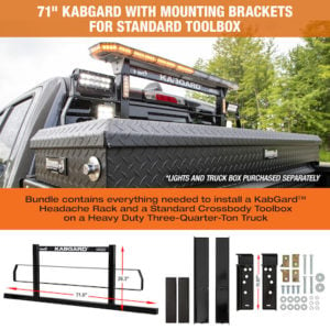 KabGard Heavy-Duty Steel Pickup Truck Headache Rack Bundle with Mounting Brackets for Standard Toolbox,71 Inches