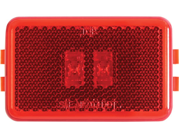 3.125 Inch Red Rectangular Marker/Clearance Light With Reflex With 2 LED