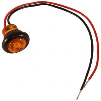 .75 Inch Round Marker Clearance Lights - 1 Amber LED with Stripped Leads