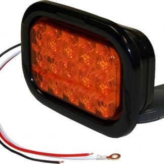 5.375 Inch Amber Rectangular Turn Signal Light Kit with 15 LEDs (PL-3 Connection, Includes Grommet and Plug)