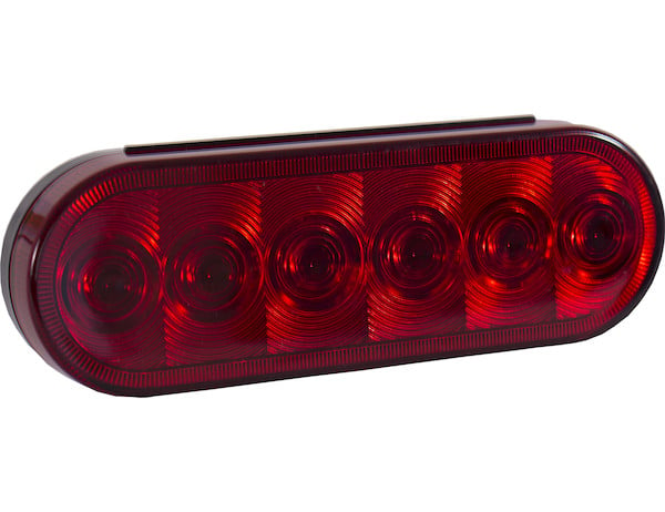 6 Inch Red Oval Stop/Turn/Tail Light With 6 LEDs Kit - Includes Grommet and Plug