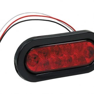 6 Inch Red Oval Stop/Turn/Tail Light With 10 LEDs (AMP-Style Connection) - Bulk