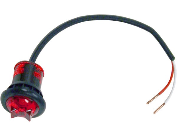 .75 Inch Round Marker Clearance Lights - 1 LED Red With Stripped Leads