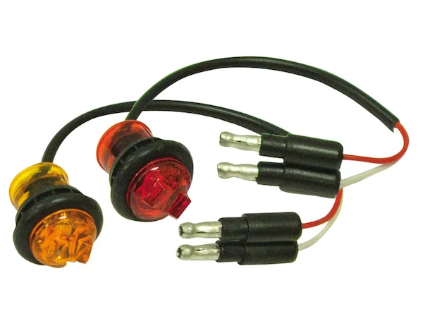 .75 Inch Round Marker Clearance Lights - 1 LED Amber With Male Bullets