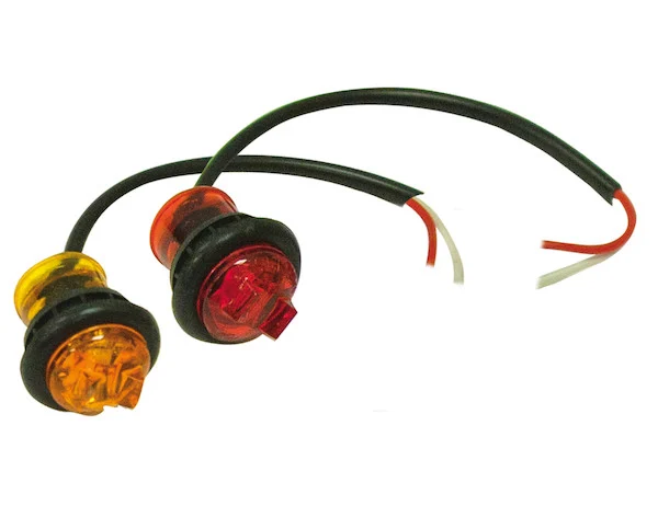 .75 Inch Round Marker Clearance Lights - 1 LED Amber With Stripped Leads