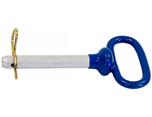 Blue Poly-Coated Handle on Steel Hitch Pin - 5/8 x 4 Inch Usable Length