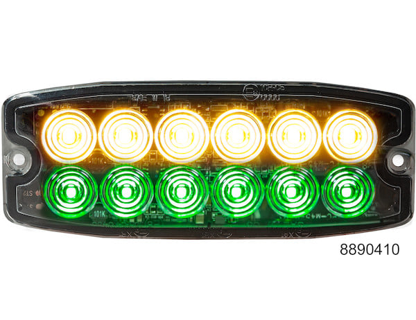 Amber-Green Dual Row Ultra Thin 5 Inch LED Strobe Light