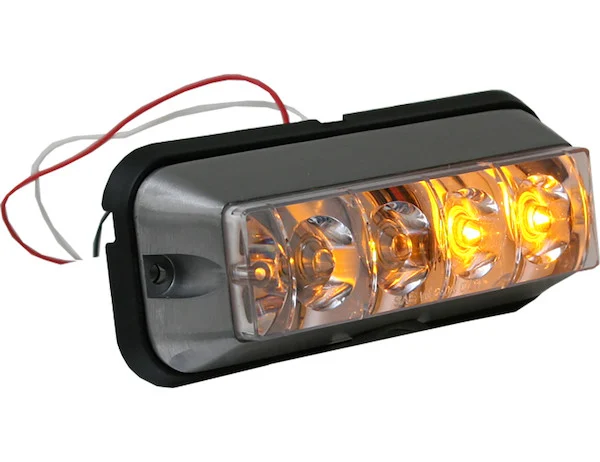 Raised 5 Inch Amber/Clear LED Strobe Light with 19 Flash Patterns