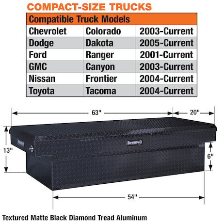 13x20x63 Inch Textured Matte Black Diamond Tread Aluminum Crossover Truck Tool Box
