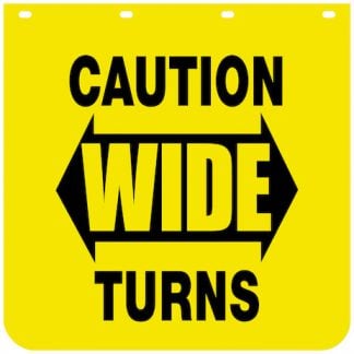 Caution Wide Turns Yellow Polymer Mudflaps 24x36 Inch