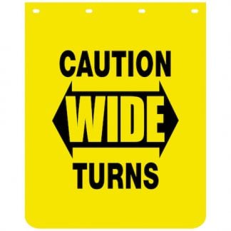 Caution Wide Turns Yellow Polymer Mudflaps 24x30 Inch