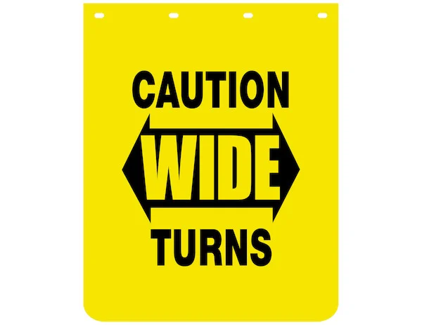 Caution Wide Turns Yellow Polymer Mudflaps 24x30 Inch