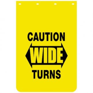 Caution Wide Turns Yellow Polymer Mudflaps 24x36 Inch