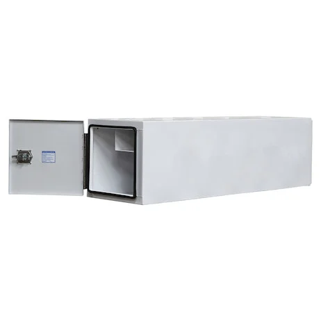 24x24x96 Inch White Steel Straight Side Tunnel Truck Tool Box with Shelf