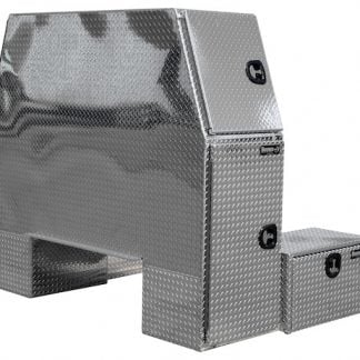 70x54x82 Inch Diamond Tread Aluminum L-Pack Backpack Truck Box with Offset Floor 16.4 Inch Offset