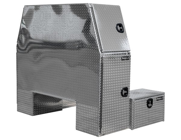 70x54x82 Inch Diamond Tread Aluminum L-Pack Backpack Truck Box with Offset Floor 16.4 Inch Offset