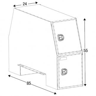 55x24x85 Inch Offset Floor White Steel Backpack Truck Box - 9.1 Inch Offset