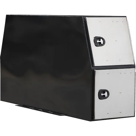 59x24x85 Inch Flat Floor Black Steel Backpack Truck Box With Stainless Steel Doors