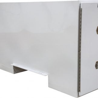 57x24x96 Inch Straight Side White Steel Backpack Truck Tool Box - 11.26 Inch Offset Floor