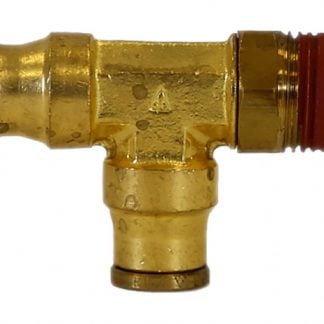 Brass DOT Push-In Male Run Tee 1/4 Inch Tube O.D. x 1/8 Inch Pipe Thread