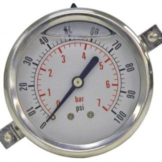 Silicone Filled Pressure Gauge - Panel Clamp Mount 0-100 PSI