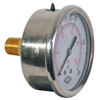 Silicone Filled Pressure Gauge - Center Back Mount 0-160 PSI