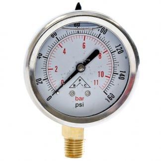 Silicone Filled Pressure Gauge - Stem Mount 0-500 PSI