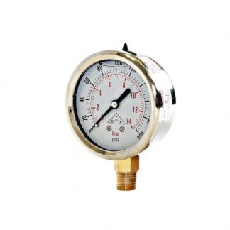 Silicone Filled Pressure Gauge - Stem Mount 0-200 PSI