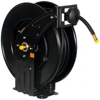 1/2 Inch Diameter x 50 Foot Long Black Hose with Black Steel Reel