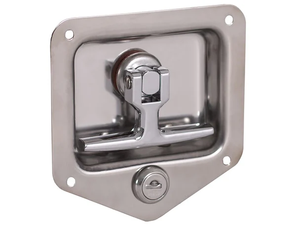 Stainless Double Point T-Handle Latch with Mounting Holes and Rods