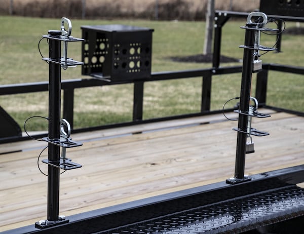 1 Position Channel-Style Lockable Trimmer Rack for Open Landscape Trailers