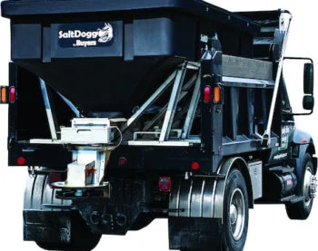 6.0 Cubic Yard Electric Black Poly/Stainless Steel Hopper Spreader, Chain