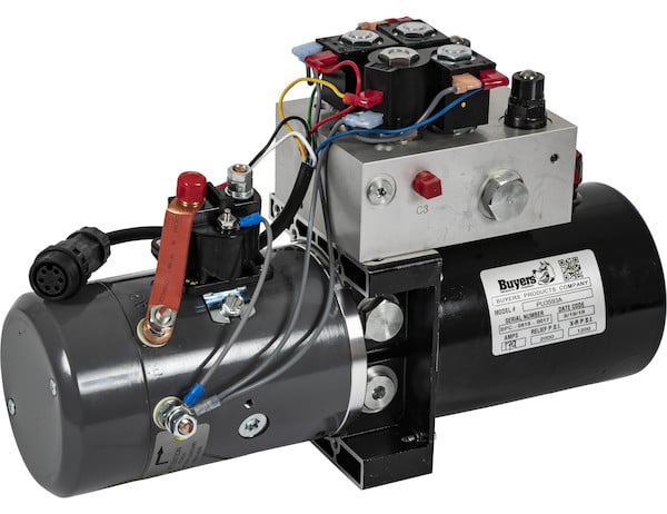 Buyers 4-Way/3-Way DC Power Unit-Electric Controls Horizontal 0.32 Gallon Reservoir