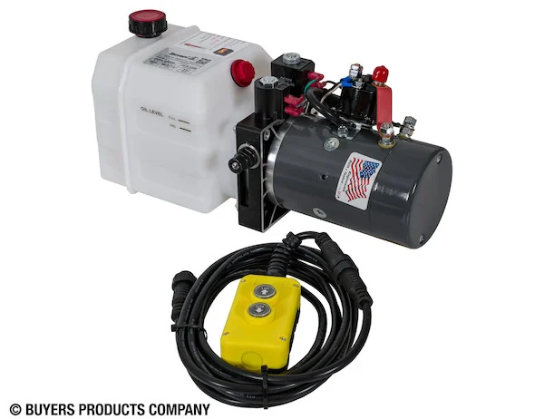 Buyers 4-Way DC Power Unit-Electric Controls Horizontal 0.75 Gallon Poly Reservoir