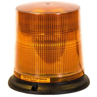 6.5 Inch by 6.5 Inch Amber LED Beacon Light With Tall Lens (Permanent Mount with 12 Inch Blunt Cut Leads)