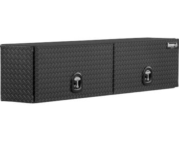 18x16x96 Textured Matte Black Diamond Tread Aluminum Topsider Truck Box with Flip-Up Door